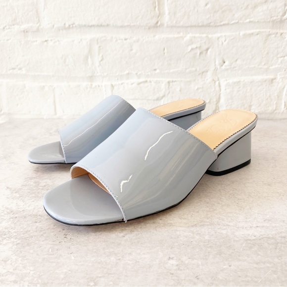 J. Crew || 1997 Mules in Patent Leather Icy Blue 8 Heels Slides Sandals - Picture 3 of 9